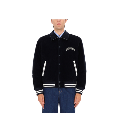 Navy Corduroy Varsity Bomber - Image 1
