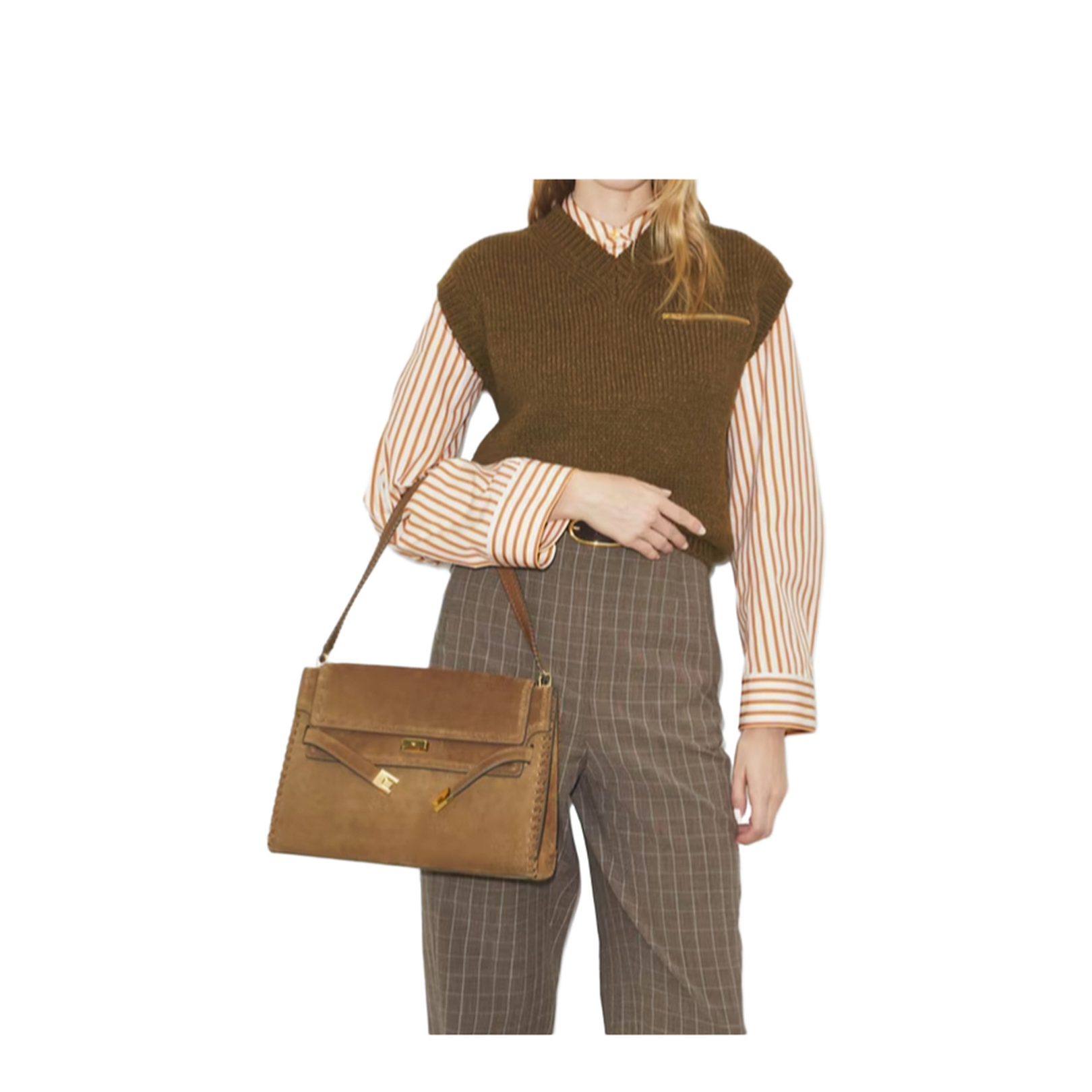 Lee Radziwill Large Shoulder Bag Suede Brown - Image 4