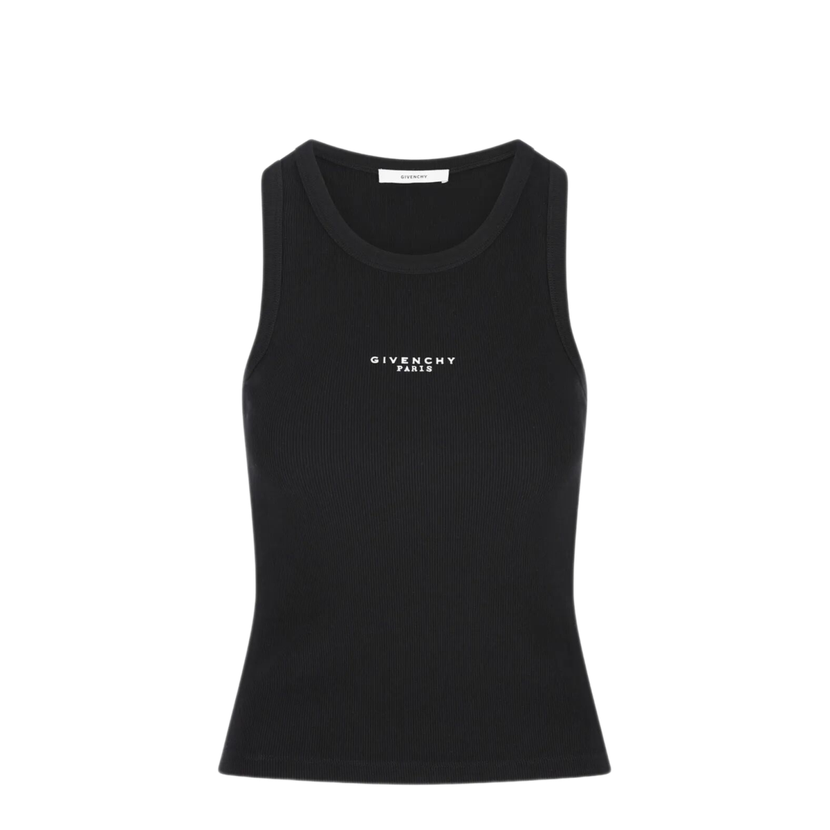 Black Slim-Cut Tank Top with Logo - Image 1