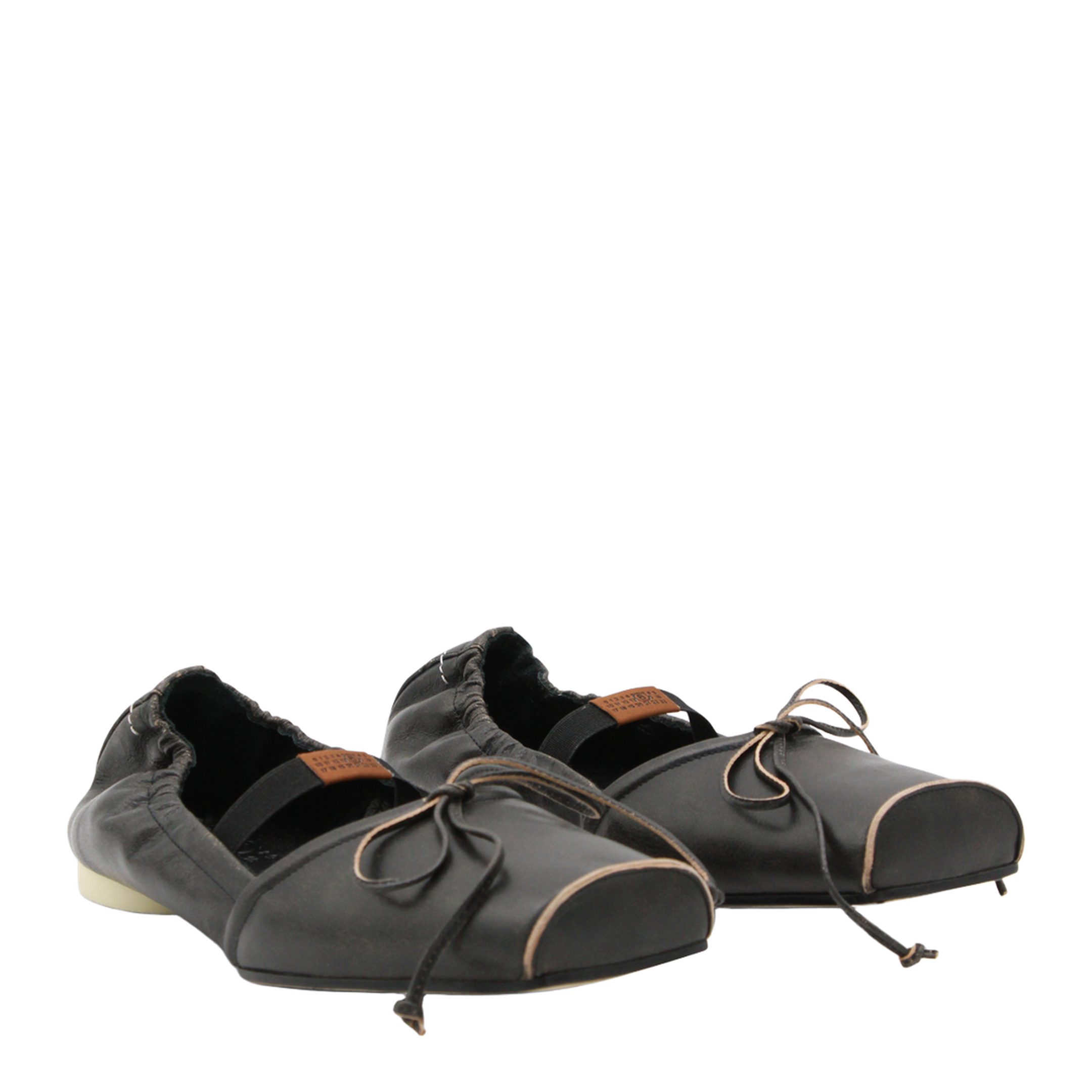 Square-toe ballerinas in brown calfskin leather - Image 4