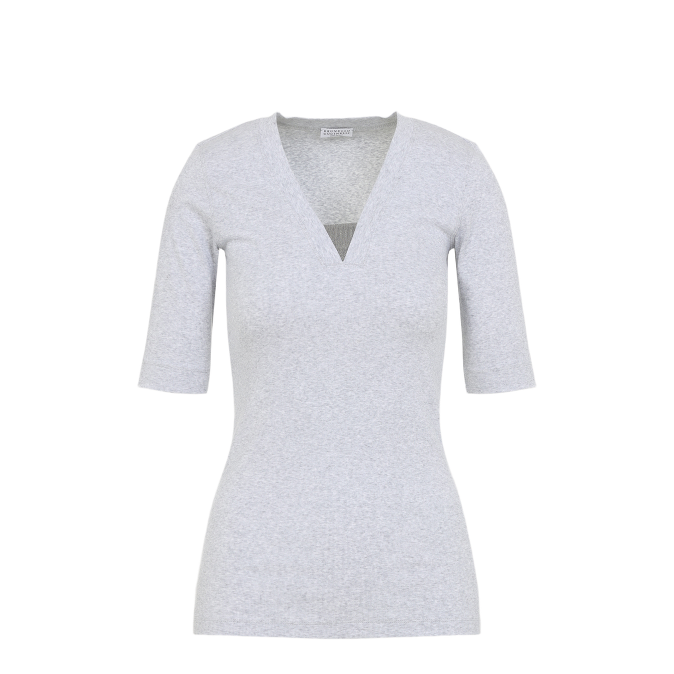 V-Neck Ribbed T-Shirt - Image 1