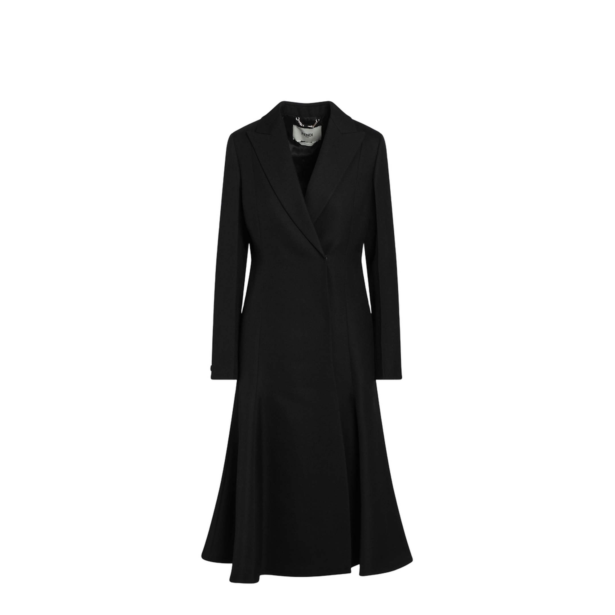 Black Grain De Poudre Wool Coat - Image 1