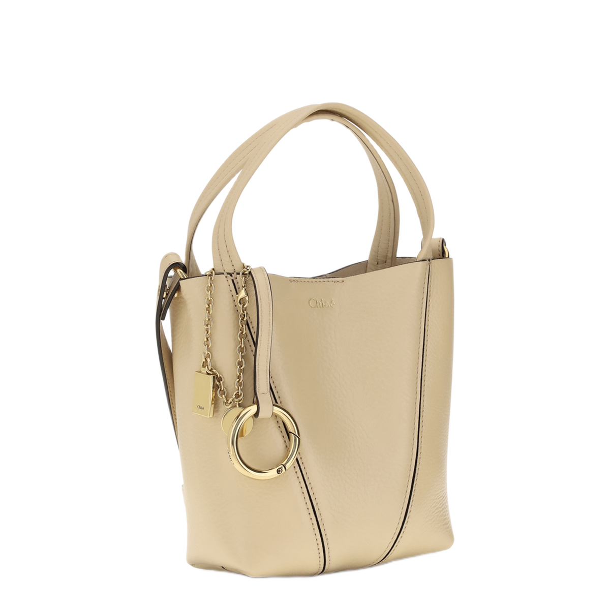 Spin Small Calf Leather Tote - Petal Beige - Image 2