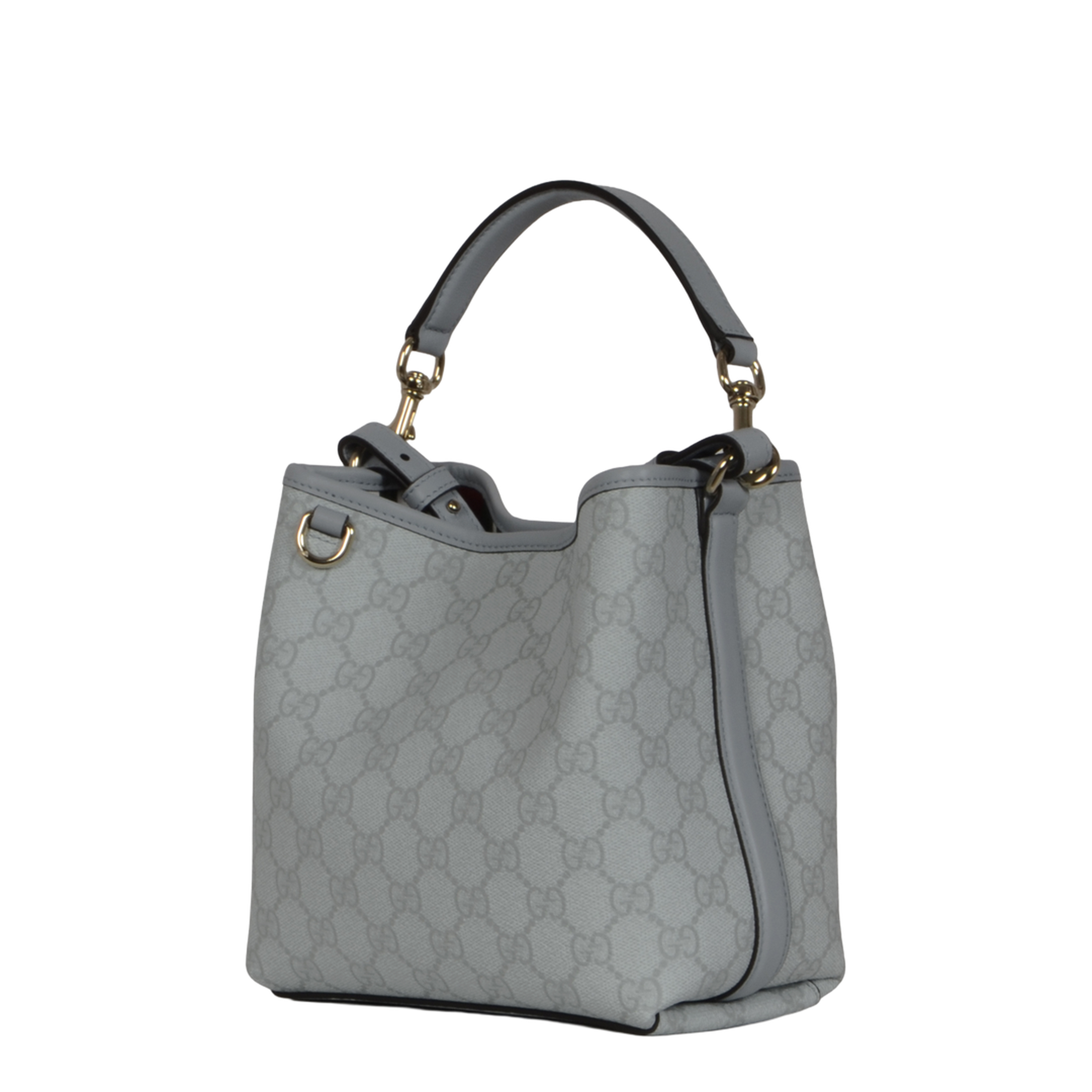 GG Emblem Small PU/Polyamide Bucket Bag - Dark Blue - Image 3