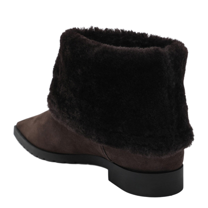 Brown Suede and Shearling Ankle Boots - Image 2