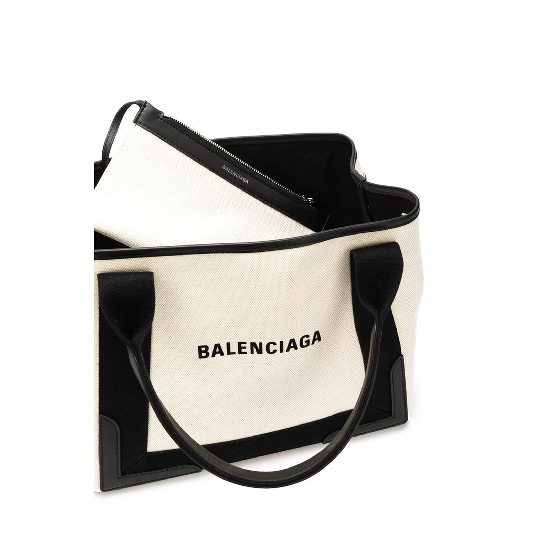 Navy Small Cabas in Beige - Image 5