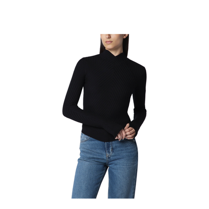 Georgia Ribbed Sweater in Black Merino Wool - Image 1