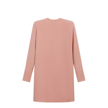 Pink Silk Short Dress with Embroidered Bows - Image 2