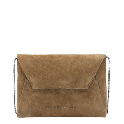 Suede Clutch Bag Brown - Image 1