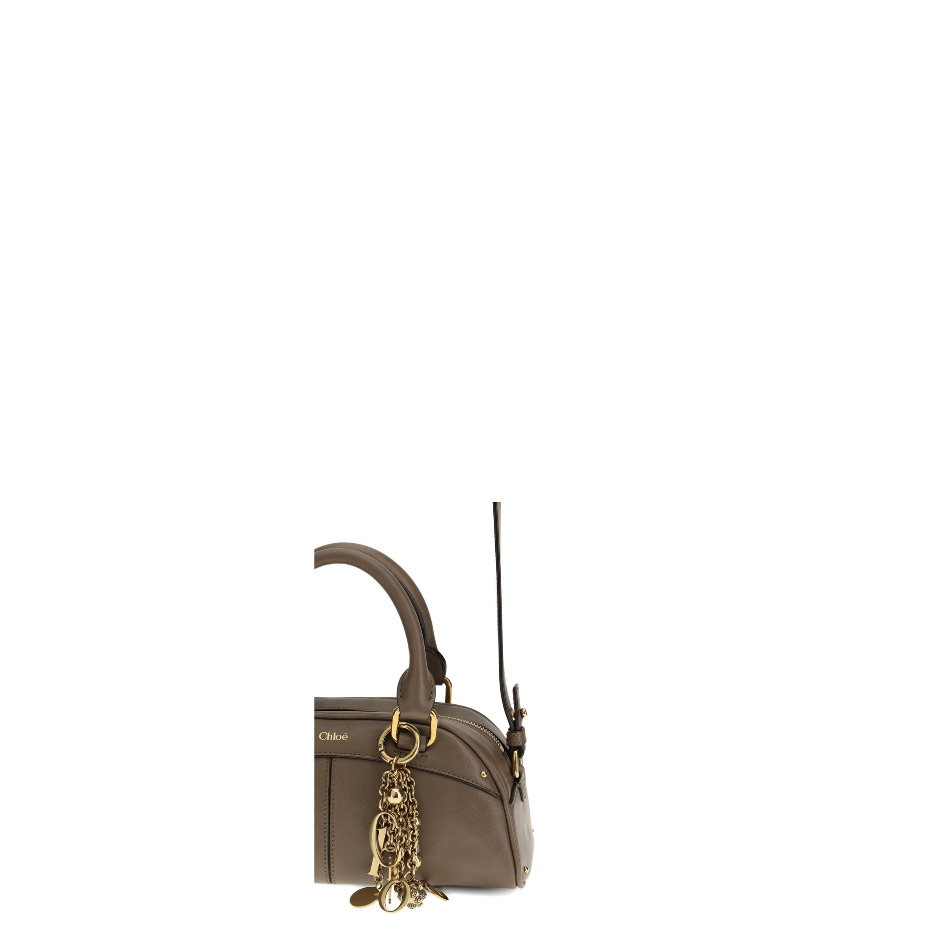 Small Bowling Bag in Soft Leather Beige - Image 5