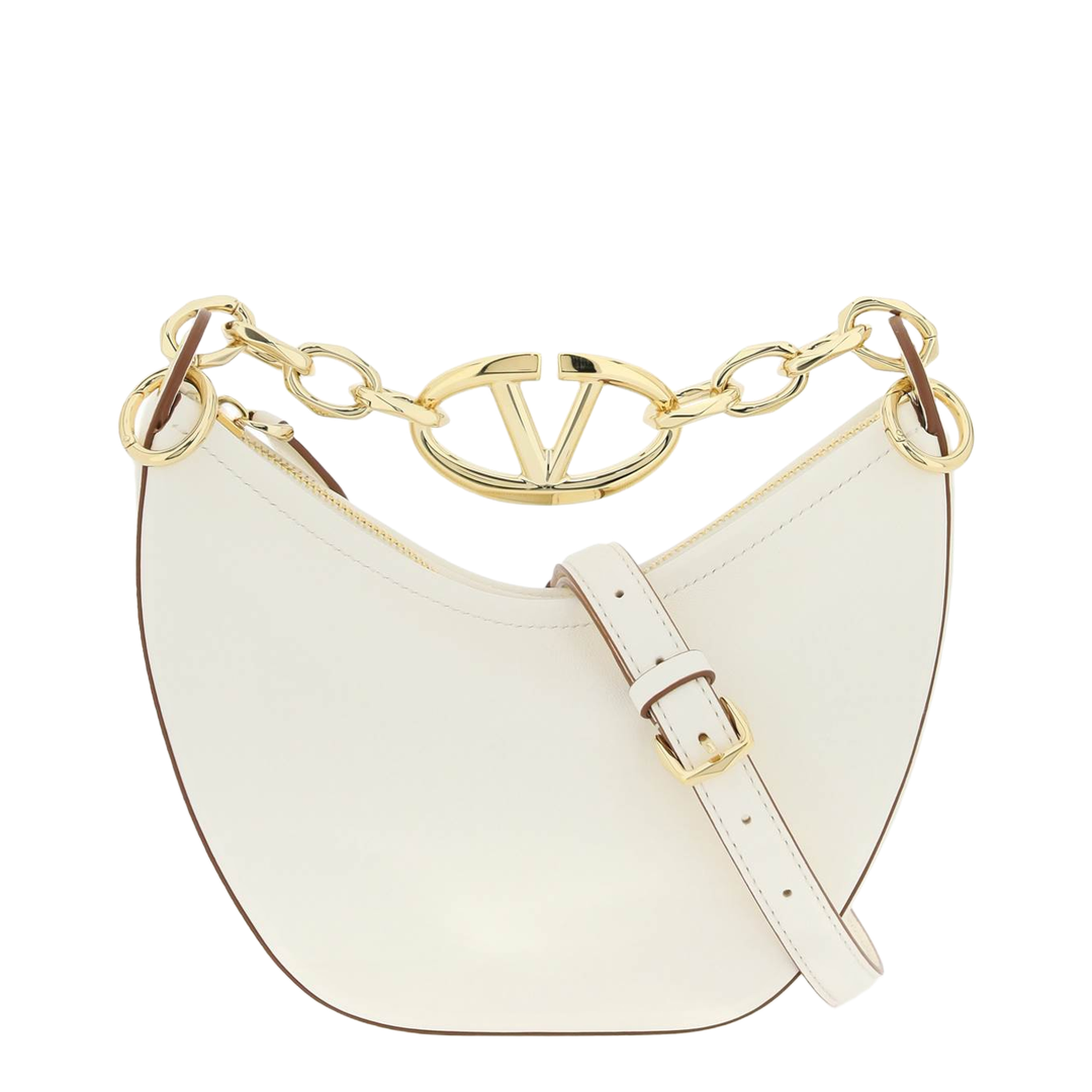 Ivory Leather Mini Hobo Vlogo Moon Handbag - Image 1