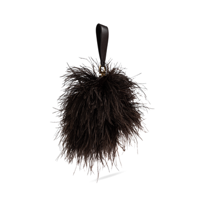 Double Gancini Mini Ostrich Feather Clutch - Testa di Moro - Image 4