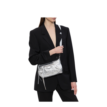 Le City Moto Mini Lambskin Shoulder Bag - Silver - Image 2