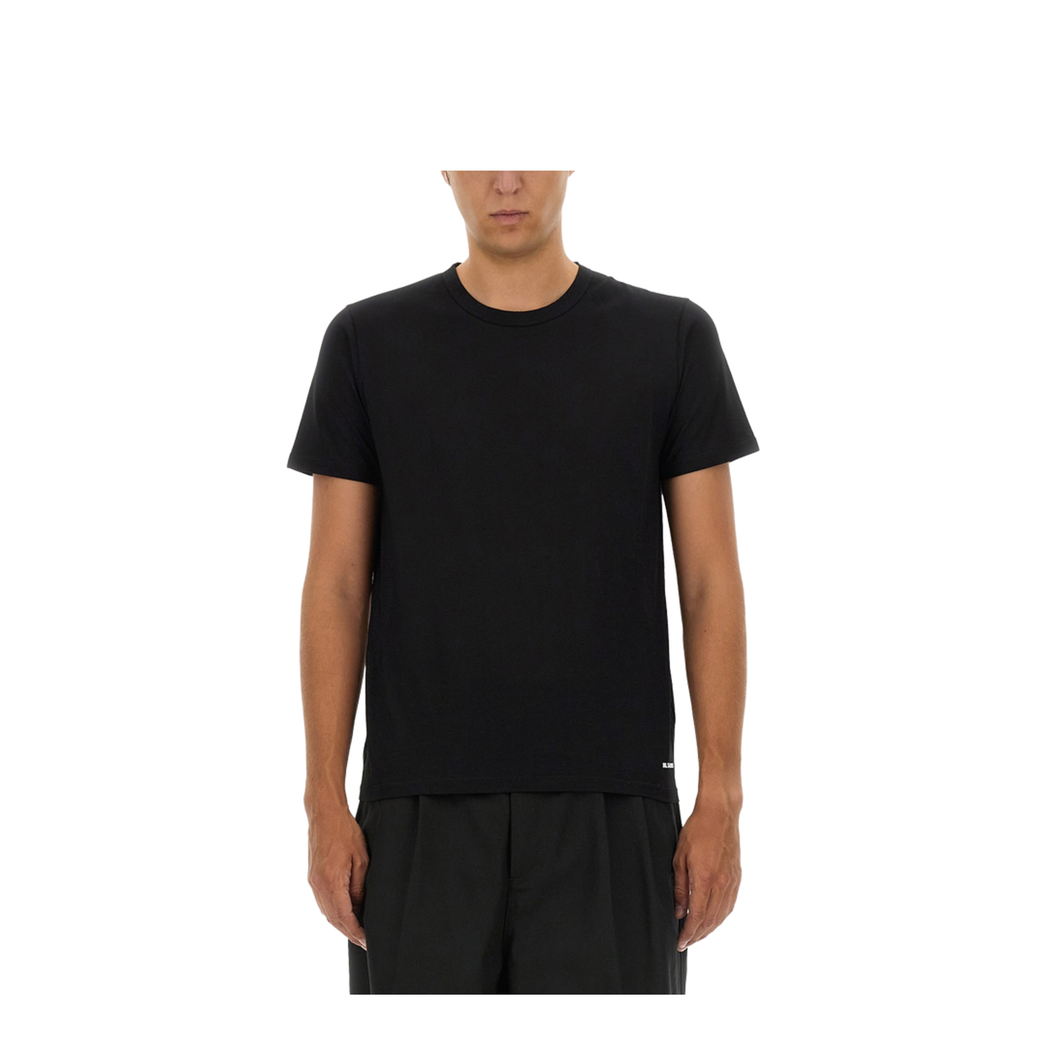 Black Cotton Jersey Crepe Crewneck T-Shirt - Image 1