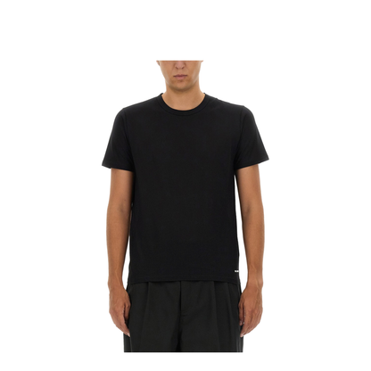 Black Cotton Jersey Crepe Crewneck T-Shirt - Image 1