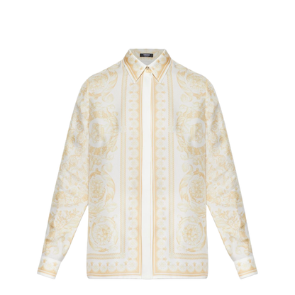 Barocco Print Silk Shirt Gold - Image 1