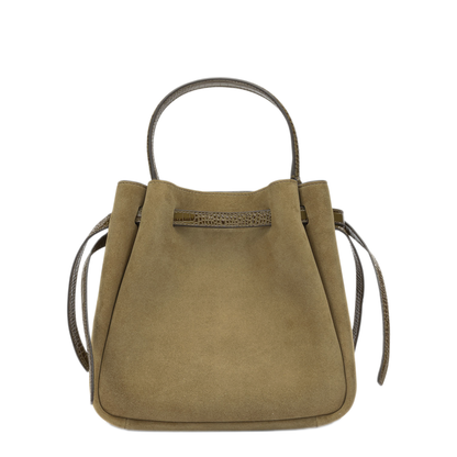 Suede Bucket Bag - Beige - Image 3