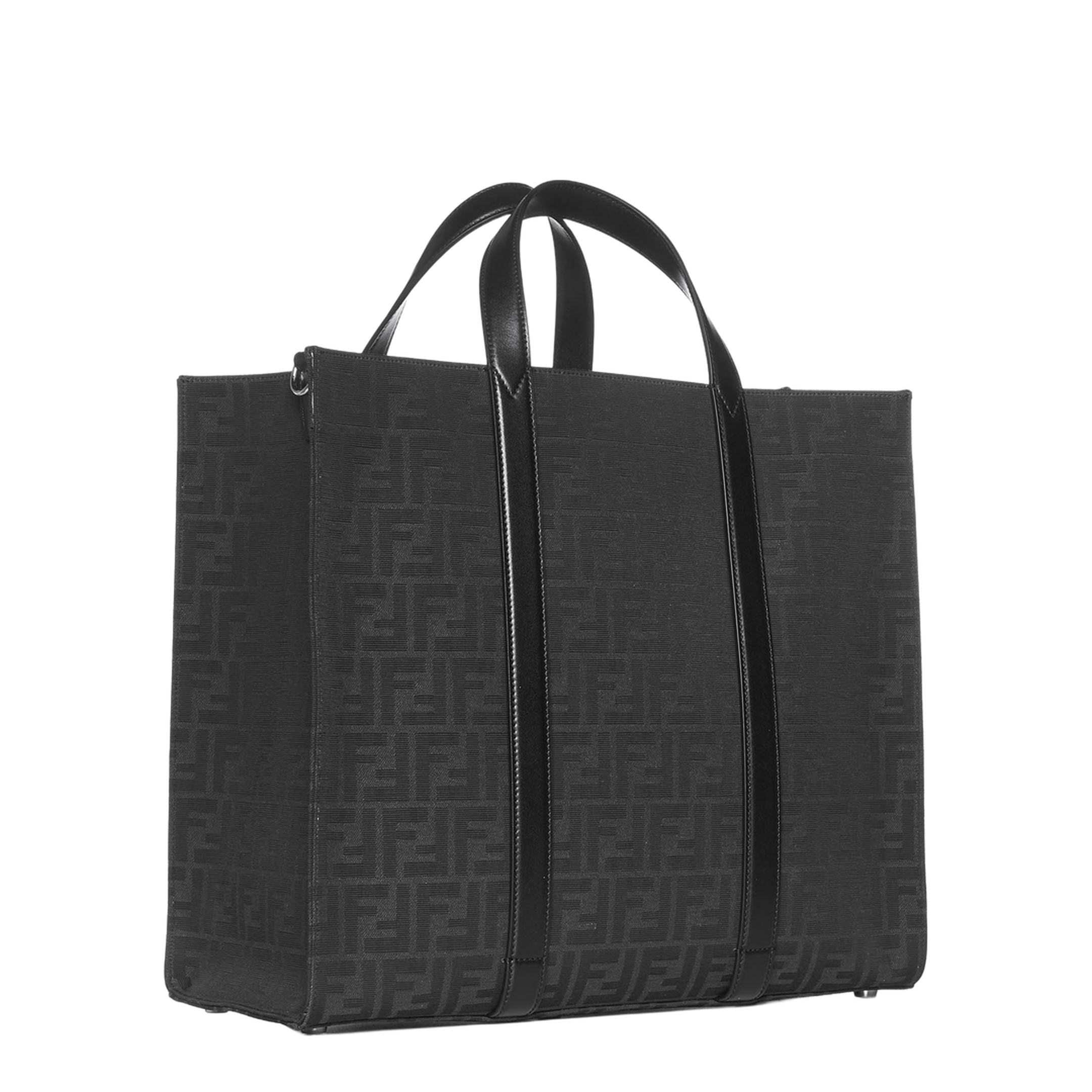 FF Jacquard Shopper Tote - Grey/Black - Image 3