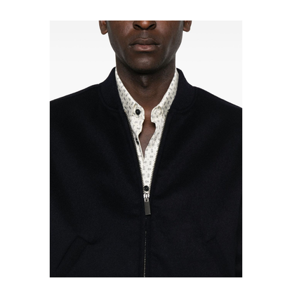 Black Ribbed Hem and Cuffs Zip Fastening Jacket - Image 2