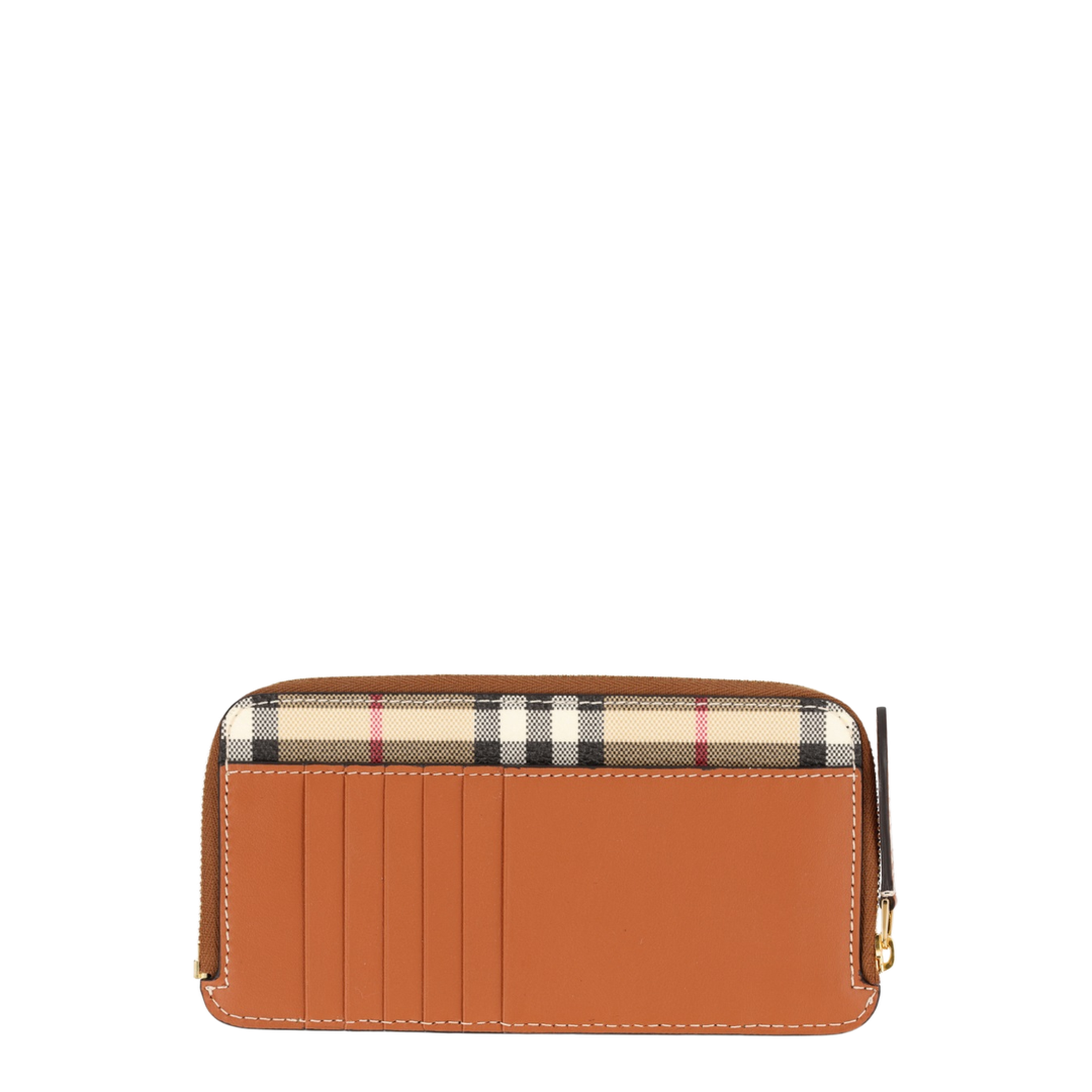 Small Check Zip Wallet In Archive Beige/Briar Brown - Image 2