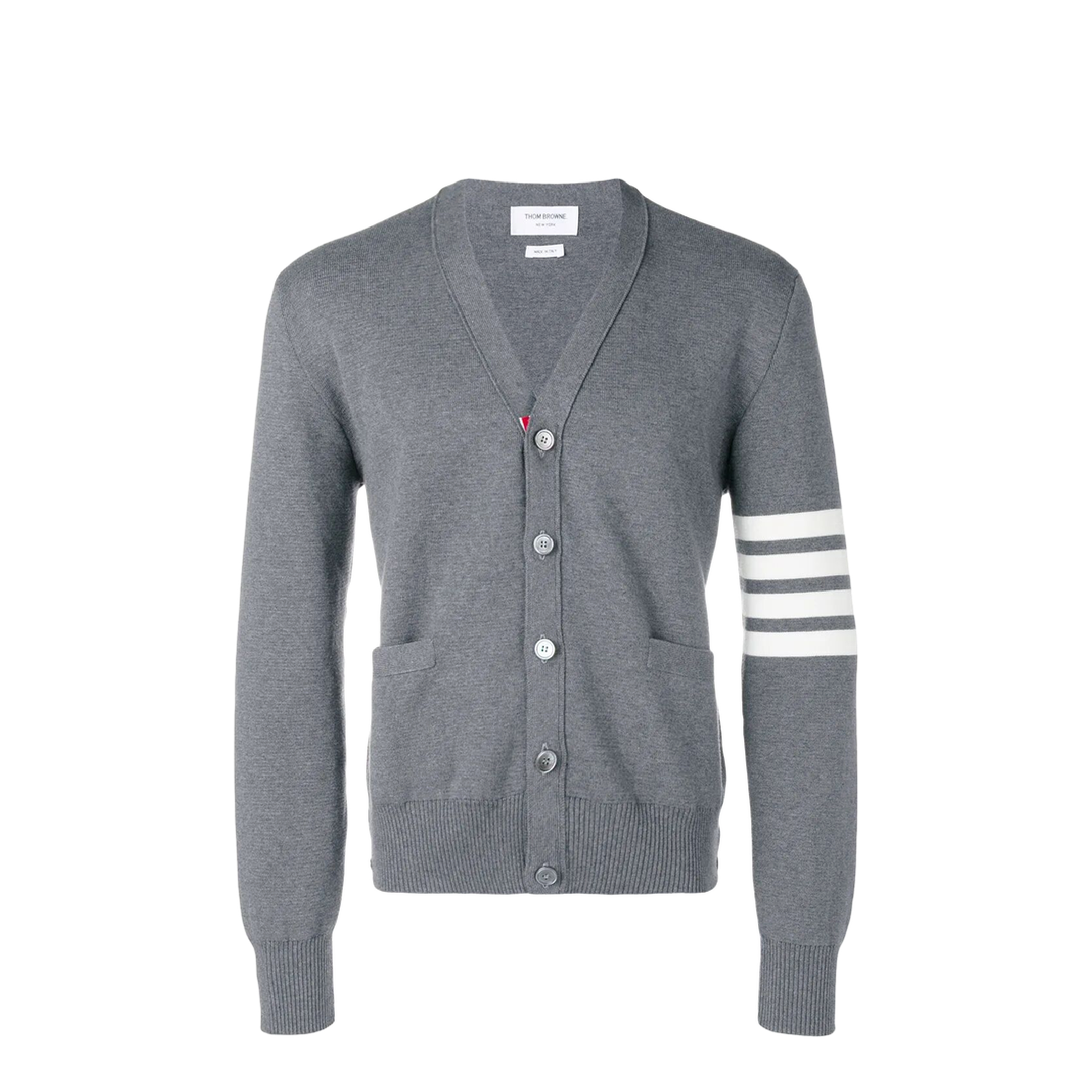 4-Bar V-Neck Cotton Cardigan - Image 1