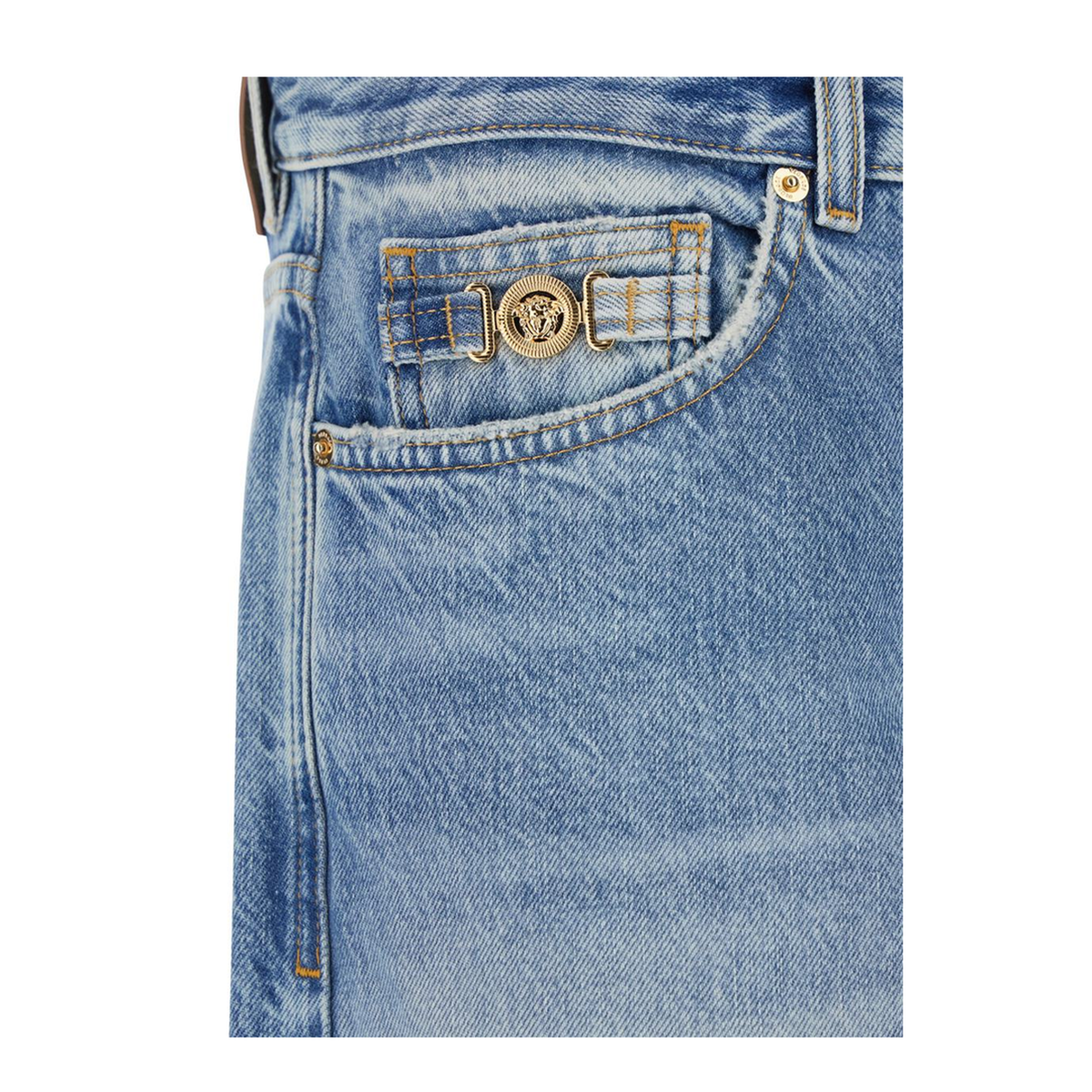 Blue Jeans With Back Logo Patch And Faded Effect In Denim - Image 3