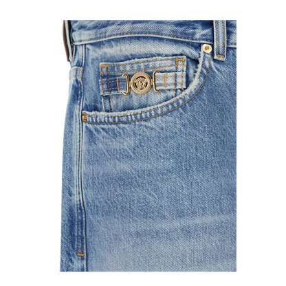 Blue Jeans With Back Logo Patch And Faded Effect In Denim - Image 3