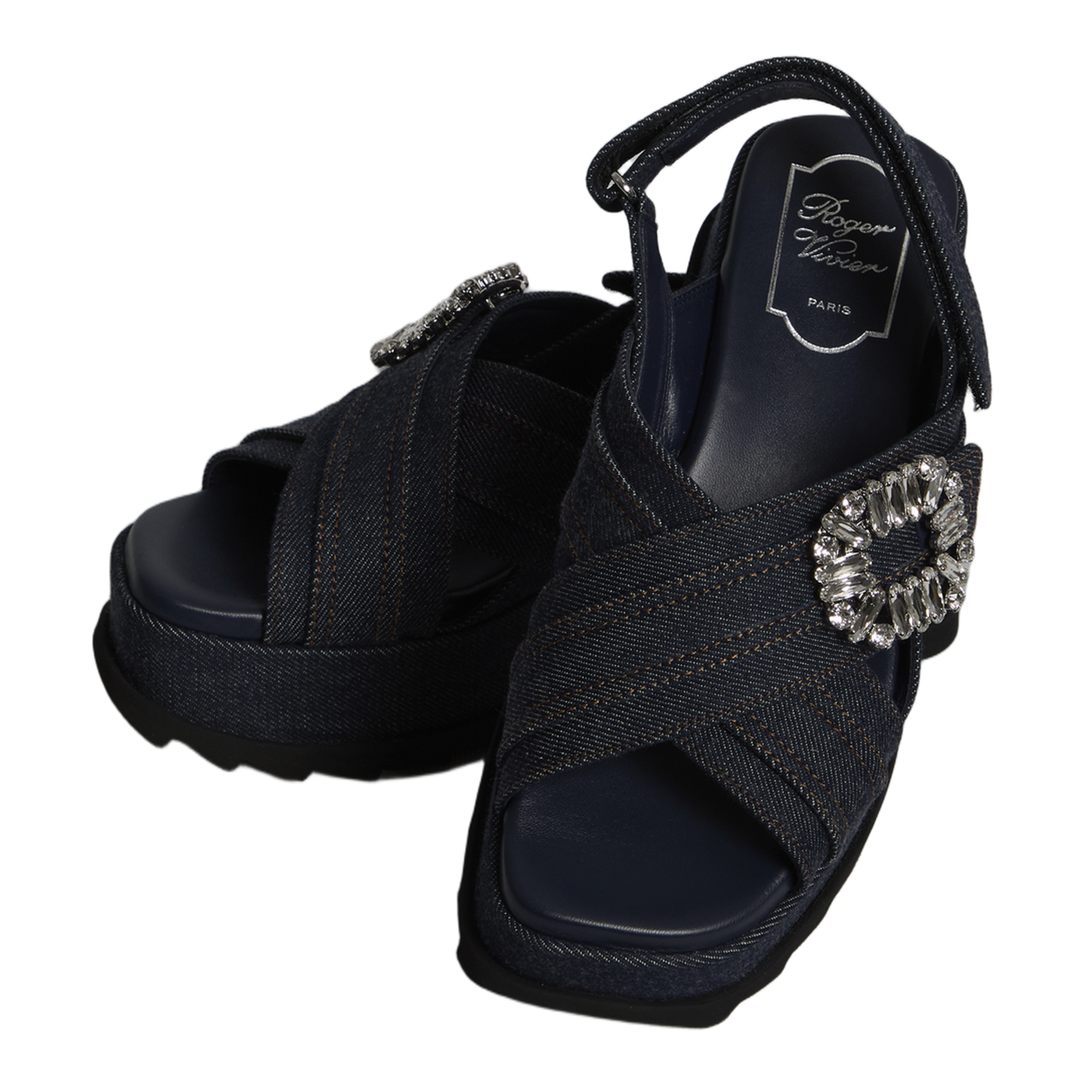 Denim Wedge Sandals - Image 5
