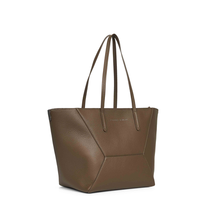 Duo Medium Leather Tote Bag - Brown - Image 2