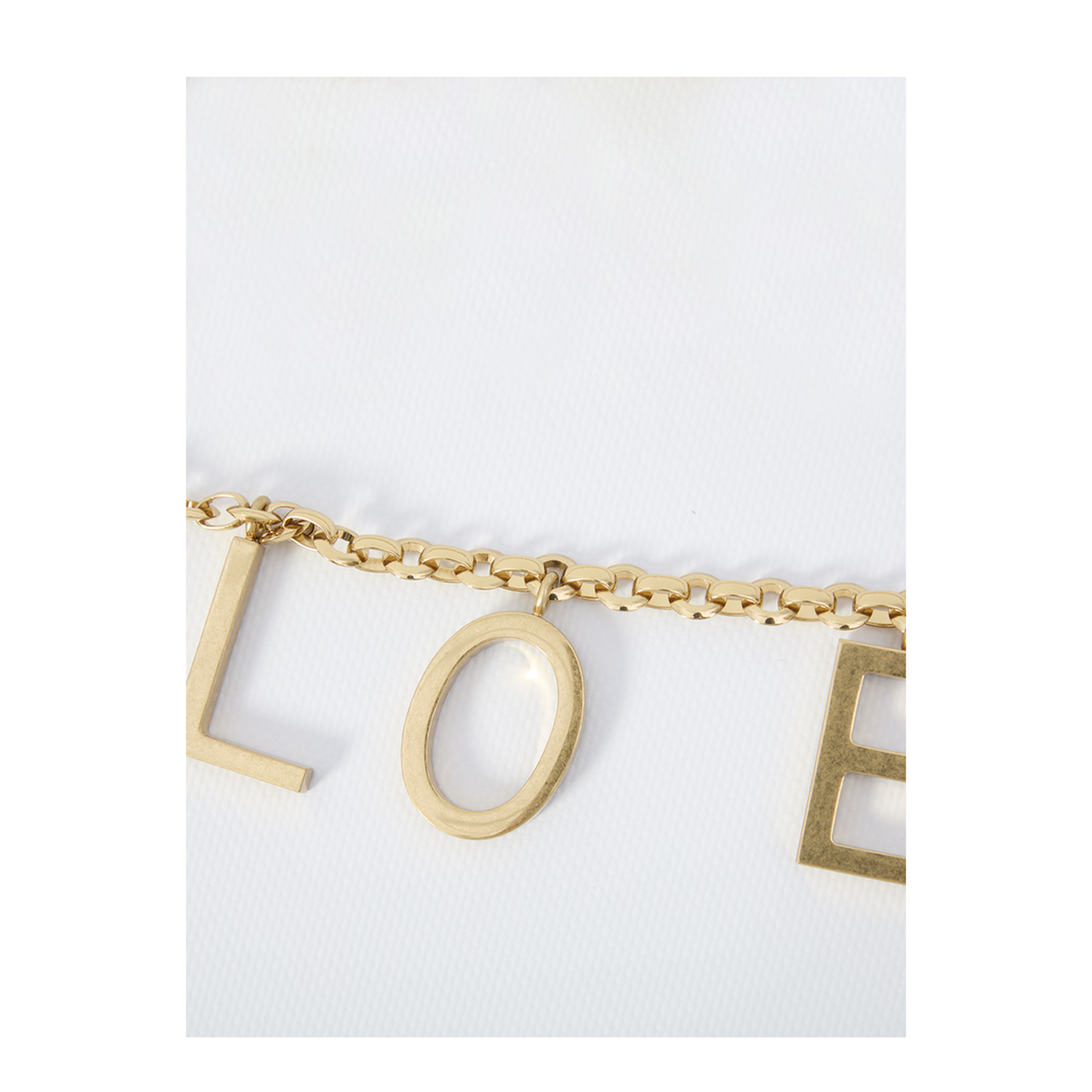 Gold-Tone Interlocking Chain Design Lettered Detailing Adjustable Length Clasp Fastening - Image 2