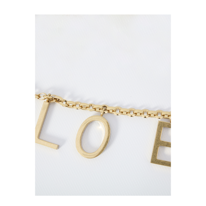 Gold-Tone Interlocking Chain Design Lettered Detailing Adjustable Length Clasp Fastening - Image 2