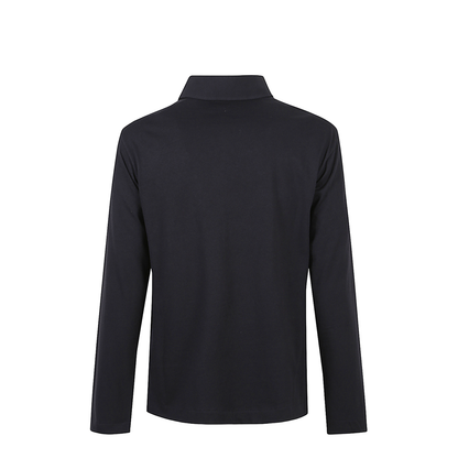 Long-Sleeved Polo Shirt V-Neck with Buttons and Turndown Collar - Image 2
