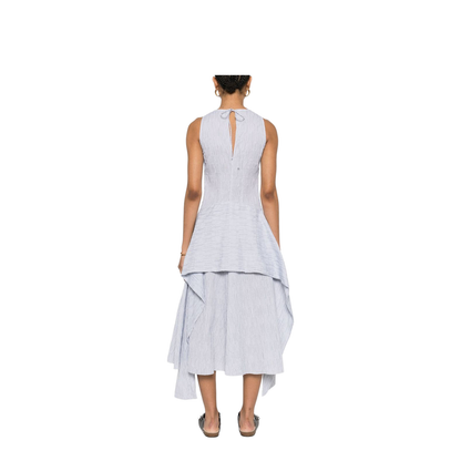 Wrap Dress in Cotton Blend Blue - Image 2