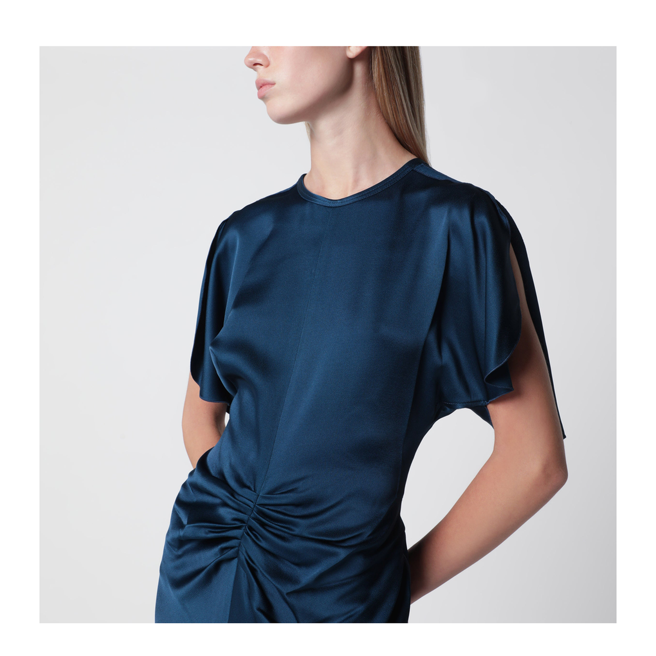 Ocean Blue Isabella Satin Crêpe Maxi Dress - Image 2