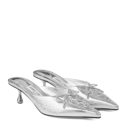 Leather Mules - Silver - Image 3
