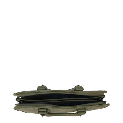 Intrecciato Leather Briefcase - Green - Image 3