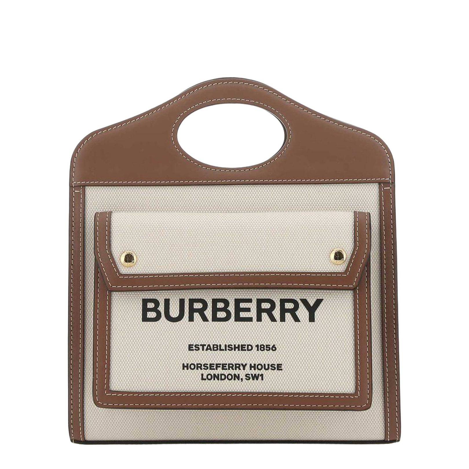 Two-Tone Canvas and Leather Mini Pocket Handbag - Image 1