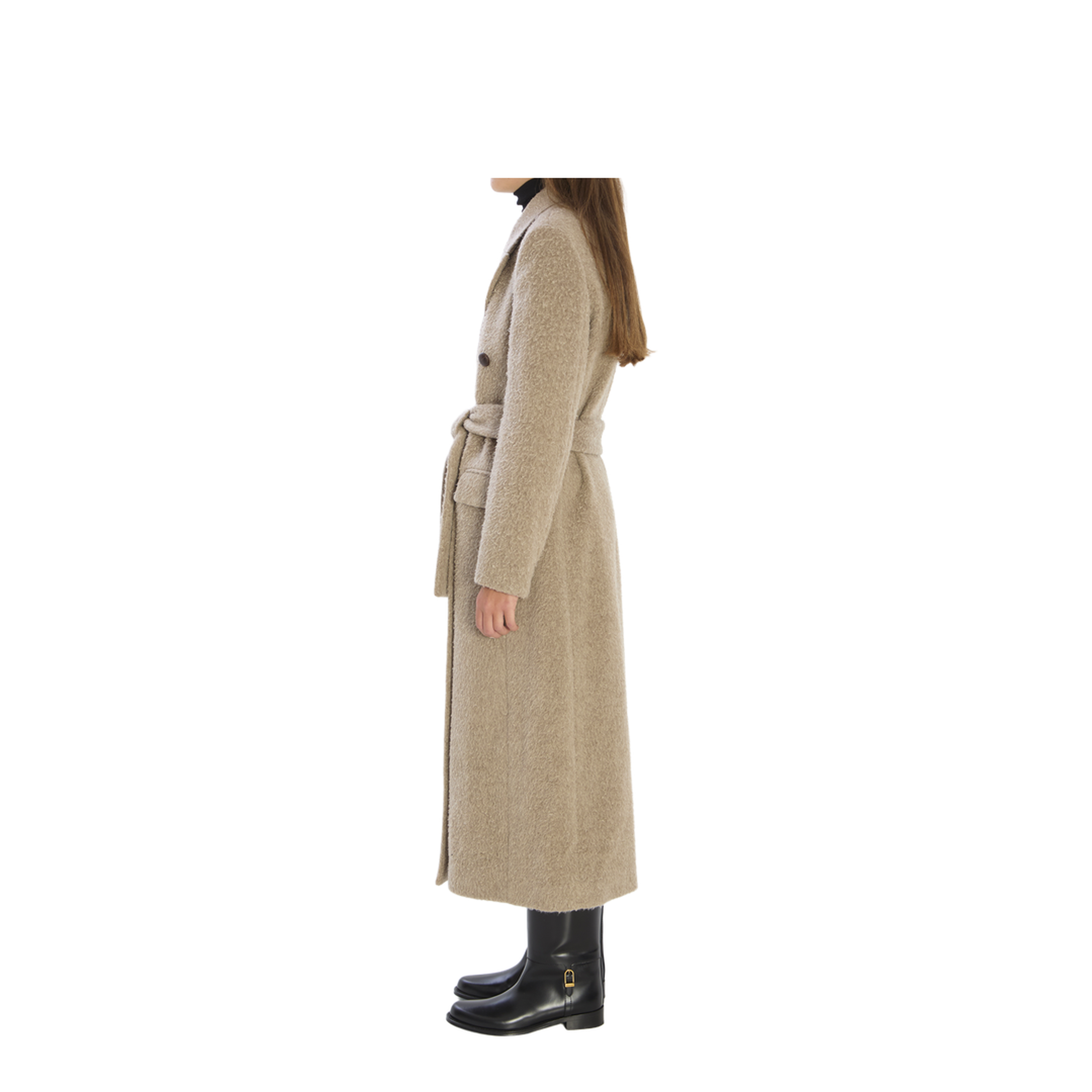 Greige Double-Breasted Coat - Image 3