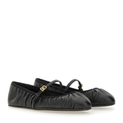 Nappa Leather Ballet Flats in Black - Image 2