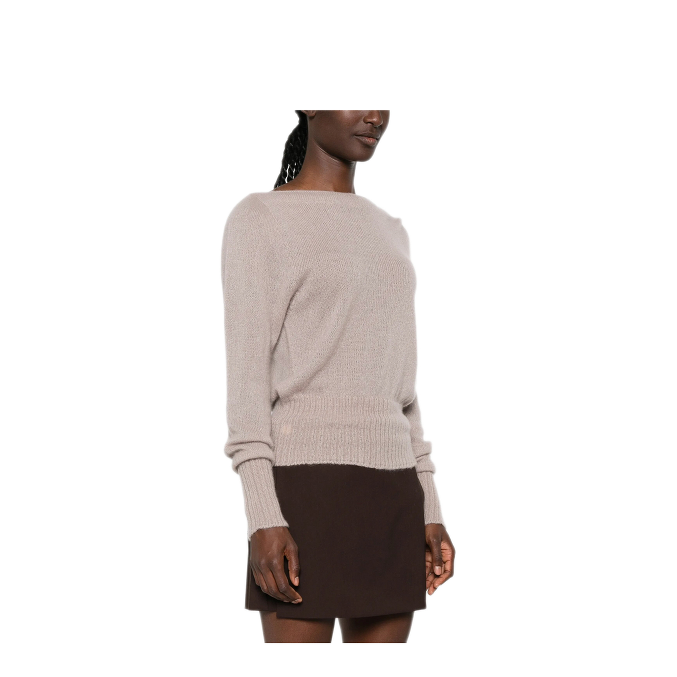 Long Sleeve Boat Neck Knit with Metal Plaque - Image 3