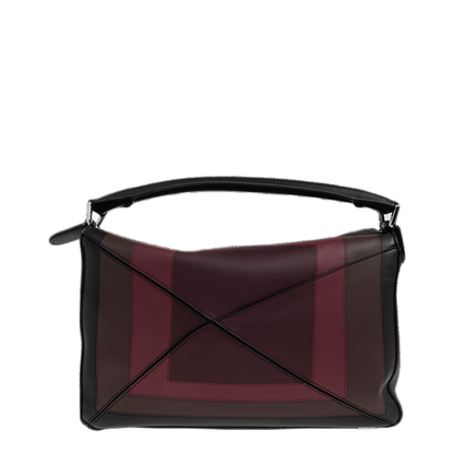 Puzzle Large Handbag Black Burgundy - Image 3
