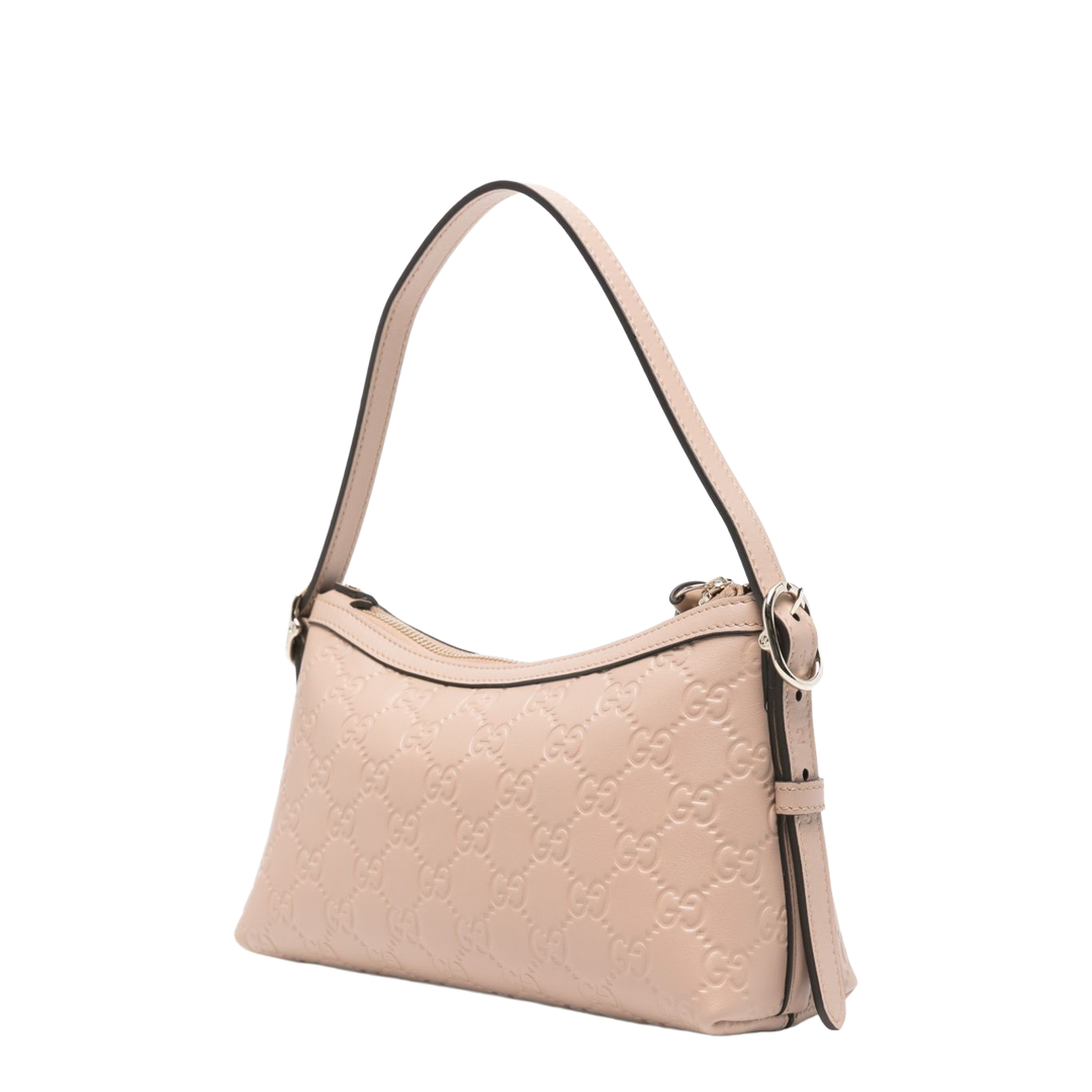 GG Emblem Small Embossed GG Leather Shoulder Bag - Powder Pink / Beige - Image 2