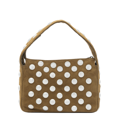Elena Small Calfskin Suede Shoulder Bag - Mud - Image 3