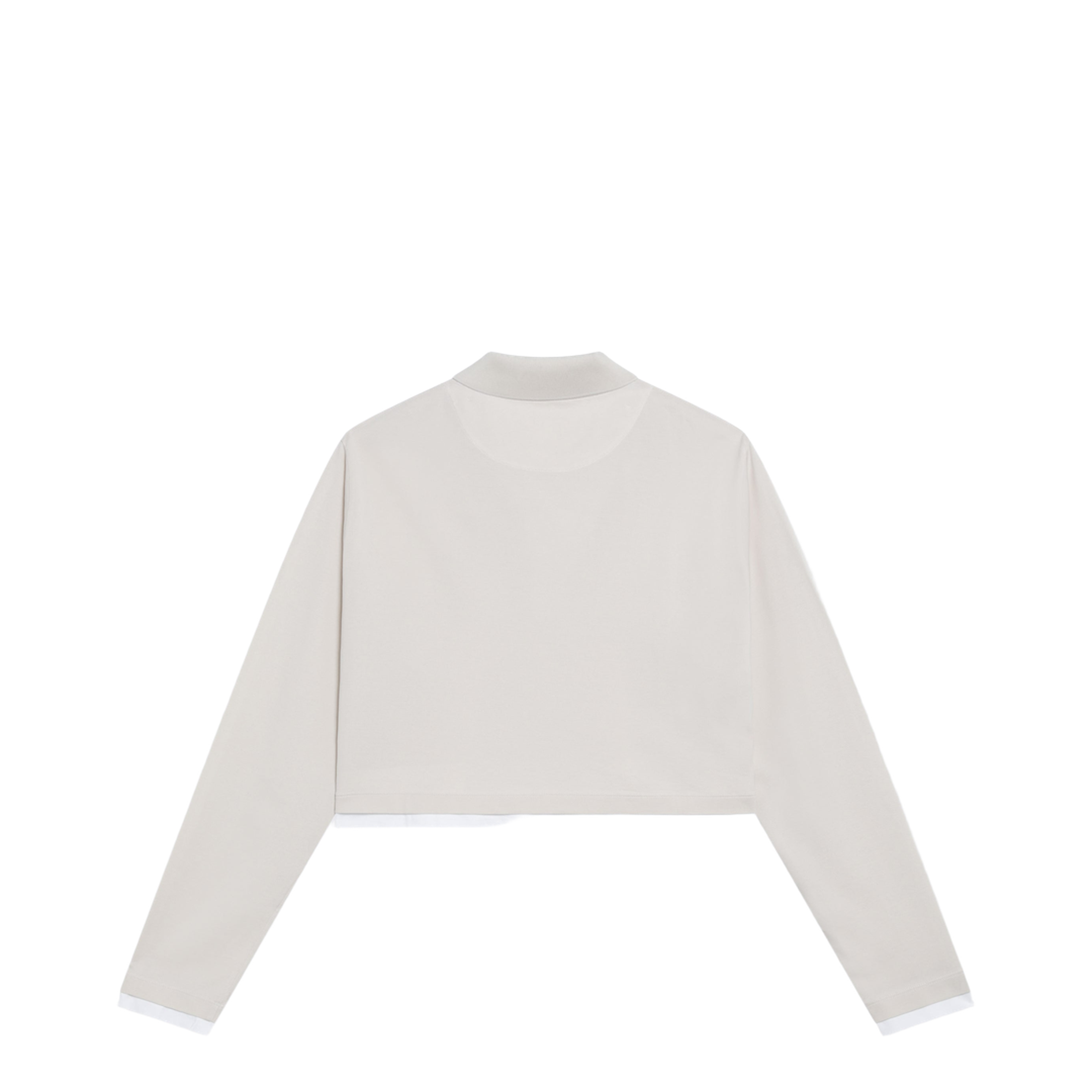 Talc-Colored Cropped Polo In Piqué And Jersey - Image 2
