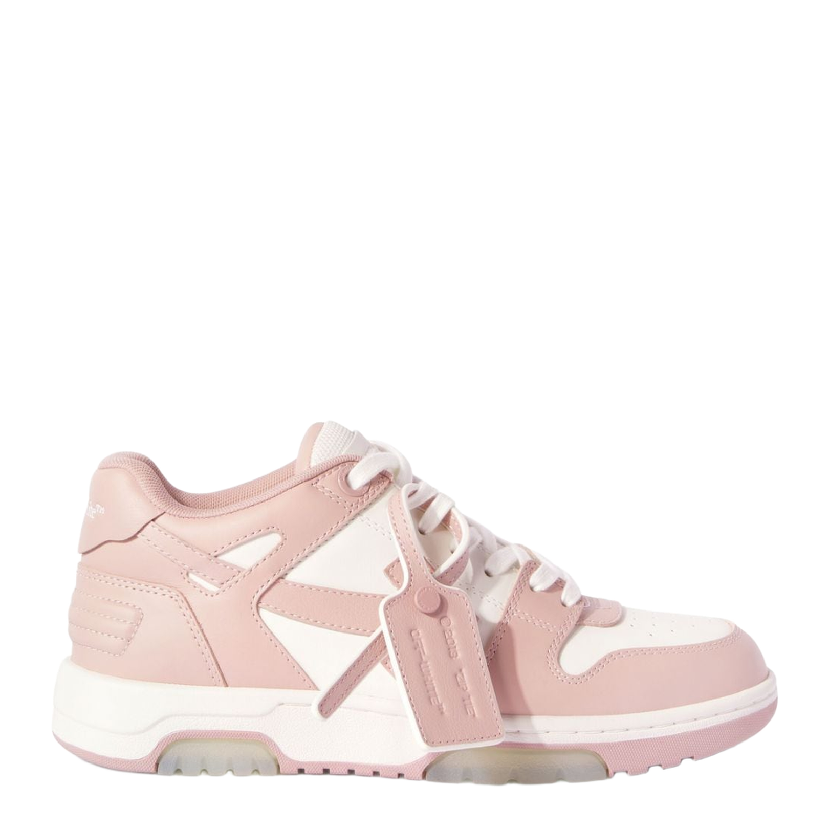 White/Pink Leather Panelled Design Luggage Tag - Image 1