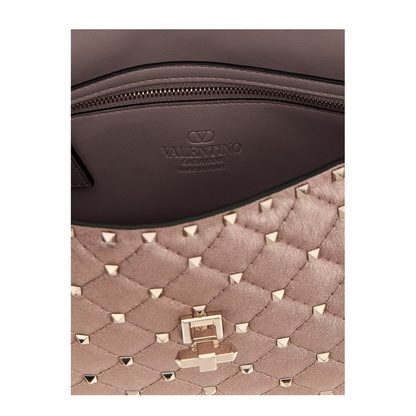 Rockstud Spike Laminated Nappa Leather Shoulder Bag - Poudre - Image 4