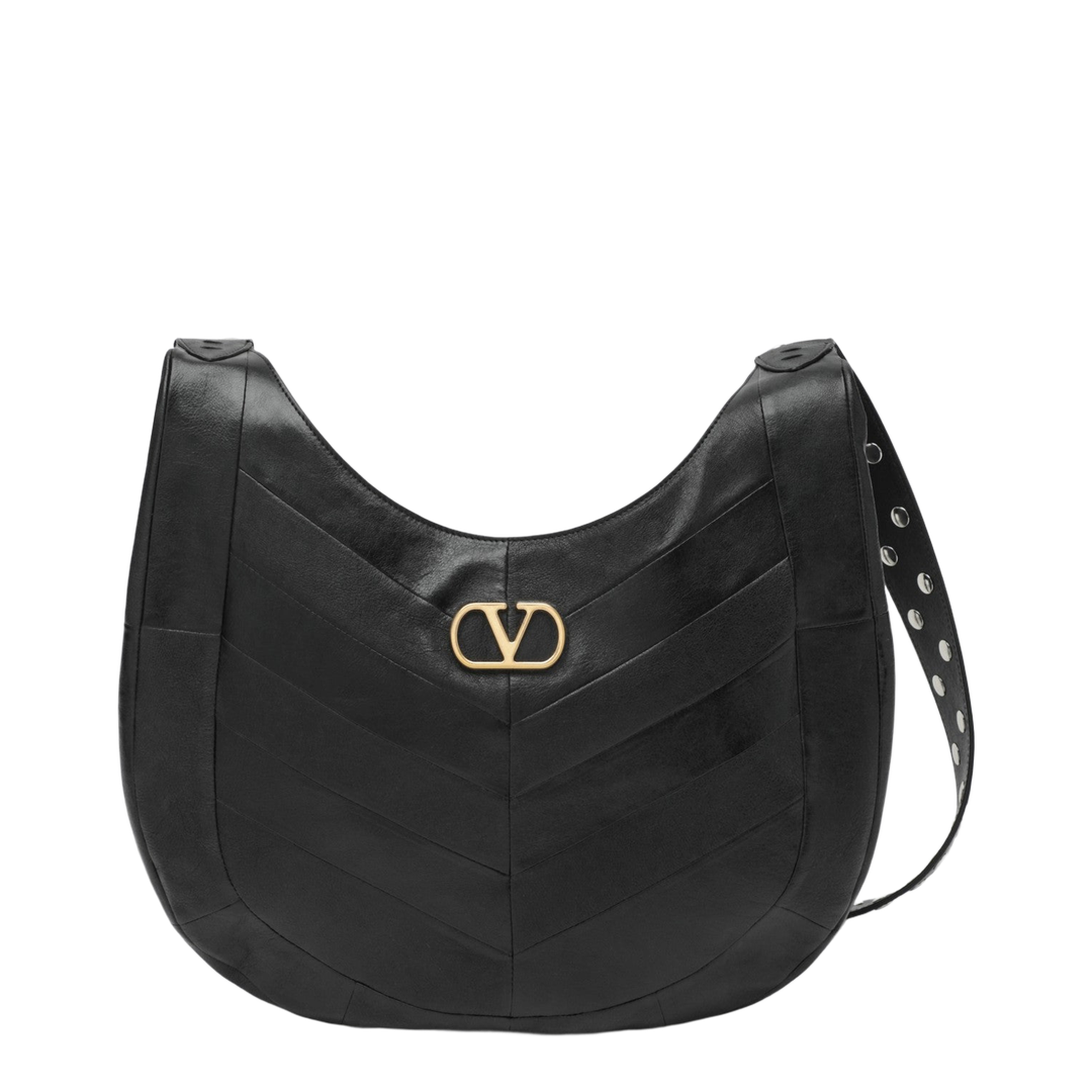 Chevron-Patterned Nappa Leather Shoulder Bag - Image 1