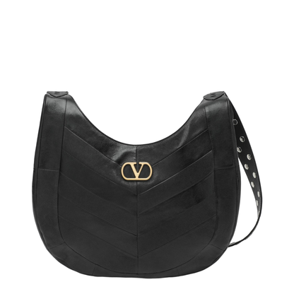 Chevron-Patterned Nappa Leather Shoulder Bag - Image 1