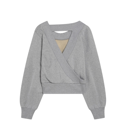 Gray Mélange/Beige Sweatshirt with Cut Out - Image 2
