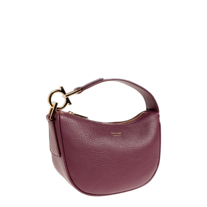 North-South Mini Hammered Calfskin Top Handle Bag - Plum - Image 4